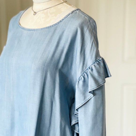 Vince Camuto Ruffle Scoop Neck Blouse - Picture 5 of 11